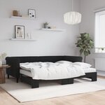 vidaXL Lit de jour avec gigogne et matelas noir 90x200 cm velours