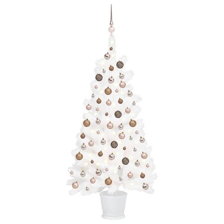 vidaXL Arbre de Noël artificiel pré-éclairé et boules blanc 90 cm