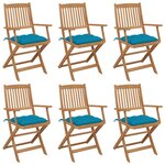 vidaXL Chaises pliables de jardin lot de 6 avec coussins Bois d'acacia