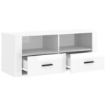 vidaXL Meuble TV Blanc brillant 100x35x40 cm Bois d'ingénierie