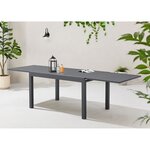 Table de jardin extensible rectangulaire 6-8 personnes - Structure aluminium - 135-270 x 90 x 75 cm - Gris foncé