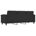vidaXL Canapé à 3 places Noir 180 cm Tissu microfibre