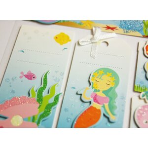 8 étiquettes autocollantes cadeaux - Sirènes - Paillettes et ruban