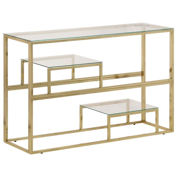 vidaXL Table console doré acier inoxydable et verre trempé