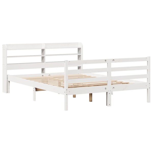 vidaXL Cadre de lit avec tête de lit blanc 120x190 cm bois pin massif
