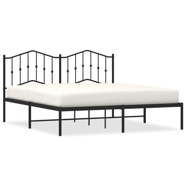 vidaXL Cadre de lit métal avec tête de lit noir 160x200 cm