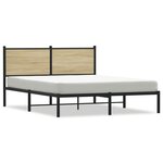 vidaXL Cadre de lit en métal avec tête de lit chêne sonoma 137x190 cm