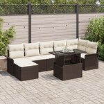vidaXL Ensemble de 8 Pièces de Canapés de Jardin avec Coussins Marron Poly Rotin