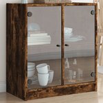 vidaXL Armoire latérale avec portes en verre chêne fumé 68x37x75 5 cm
