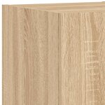 vidaXL Meuble TV muraux 3 Pièces avec lumières LED chêne sonoma