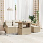 vidaXL Ensemble de Salle à Manger de Jardin 6 pièces avec Coussins Beige Rattan Acacia