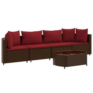 vidaXL Salon de jardin avec coussins 5 Pièces marron résine tressée