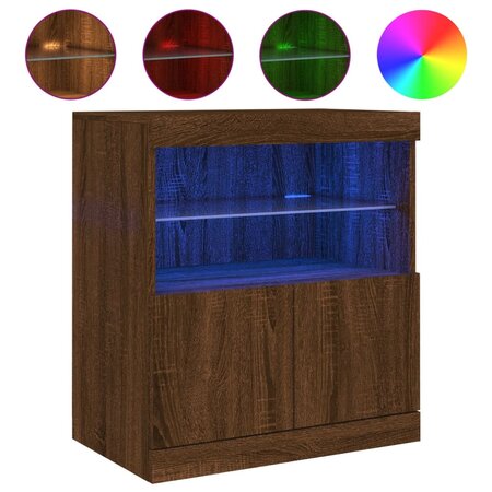 vidaXL Buffet avec lumières LED chêne marron 60x37x67 cm