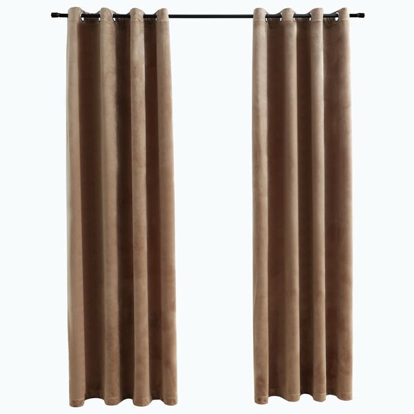 vidaXL Rideaux occultants avec anneaux 2 Pièces Velours Beige 140x175 cm