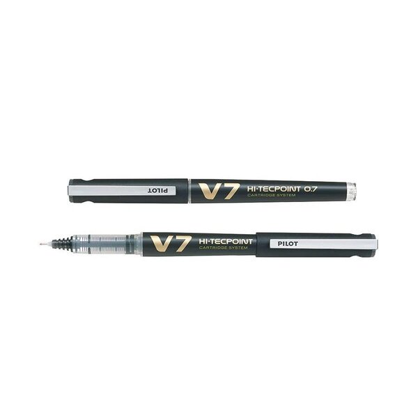 Roller rechargeable hi-techpoint v7 begreen pte moyenne encre liquide noir x 10 pilot