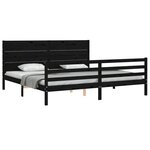 vidaXL Cadre de lit avec tête de lit noir 200x200 cm bois massif