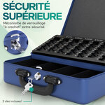 ACROPAQ Caisse monnaie Professionnelle 30x25x9cm- Coffret Monnaie Acier- Monnayeur  2 clés  Compartiments à monnaie- Poignée Robuste