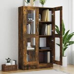 vidaXL Armoire à vitrine Chêne fumé 82 5x30 5x150 cm Bois d'ingénierie