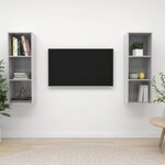 vidaXL Meubles TV muraux 2 Pièces Gris béton Aggloméré