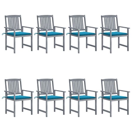 vidaXL Chaises de jardin et coussins lot de 8 Bois acacia solide Gris