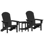 vidaXL Ensemble de salon de jardin 3 pièces Noir HDPE