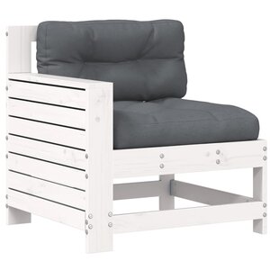 vidaXL Canapé de jardin accoudoir avec coussin blanc bois massif pin