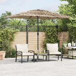 vidaXL Parasol de jardin avec LED et mât en acier marron 300x200x250cm