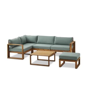 Salon de jardin en bois d'Acacia FSC - 5 personnes - Levata - Vert-bleu