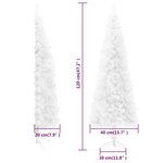vidaXL Demi sapin de Noël artificiel mince avec support Blanc 120 cm