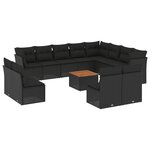 vidaXL Salon de jardin avec coussins 13 Pièces noir résine tressée