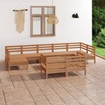 vidaXL Salon de jardin 10 Pièces Marron miel Bois de pin massif