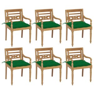 vidaXL Chaises Batavia avec coussins 6 Pièces Bois de teck solide