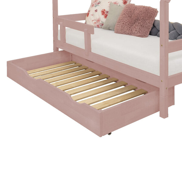 Tiroir de lit 90 x 200 avec sommier BUDDY - rose pastel