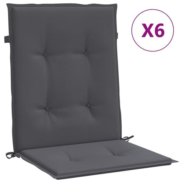 vidaXL Coussins de chaise de jardin à dossier bas lot de 6 anthracite
