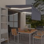 vidaXL Auvent manuel rétractable avec store et LED 4 5x3 m Bleu blanc