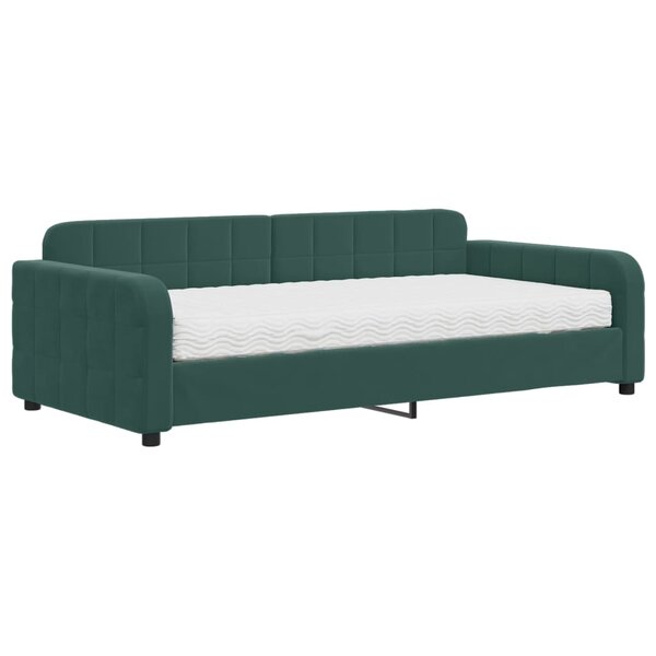 vidaXL Lit de jour avec matelas vert foncé 100x200 cm velours