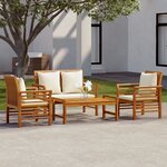 vidaXL Salon de jardin 4 Pièces avec coussins Bois d'acacia solide