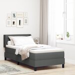 Lit à ressorts vidaXL avec matelas gris foncé 90x200 cm en tissu