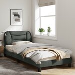 vidaXL Cadre de lit avec lumière LED gris foncé 90x190 cm tissu