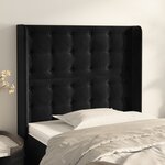 vidaXL Tête de lit avec oreilles Noir 103x16x118/128 cm Velours