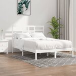 vidaXL Cadre de lit Blanc Bois massif 120x190 cm Petit double