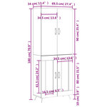 vidaXL Buffet haut Gris béton 69 5x34x180 cm Bois d'ingénierie