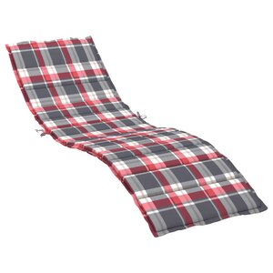 vidaXL Coussin de chaise longue à carreaux rouge 200x50x3 cm