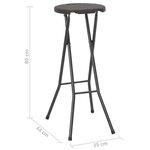 vidaXL Tabouret de bar pliable 2 Pièces PEHD et acier Marron Aspect rotin