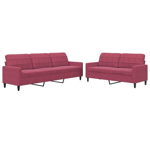 vidaXL Ensemble de canapés 2 Pièces avec coussins Rouge bordeaux Velours