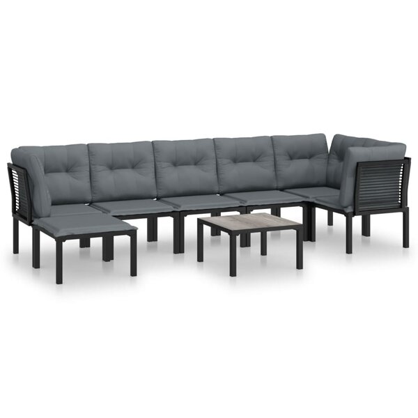 vidaXL Salon de jardin 8 Pièces noir et gris résine tressée