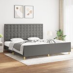 vidaXL Cadre de lit avec tête de lit Gris foncé 200x200 cm Tissu