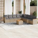vidaXL Salon de jardin avec coussins 10 Pièces beige résine tressée