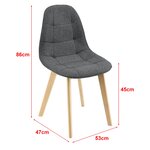 Lot de 6 chaises de salle à manger 86 x 53 x 47 cm gris foncé 03_0006788