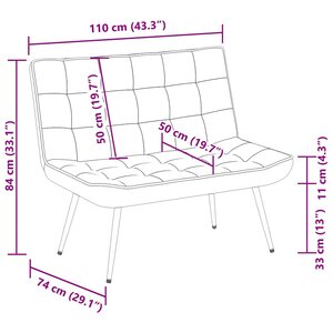 vidaXL Banc crème 110x74x84 cm velours